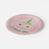 Niedliches Rosa Einhorn St. Patrick's Day Party Pappteller (Schrägansicht)