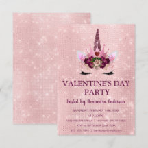 Niedliches Rosa Einhorn Valentinstag Party