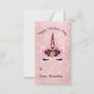 Niedliches Rosa Einhorn Valentinstag Party Mitteilungskarte