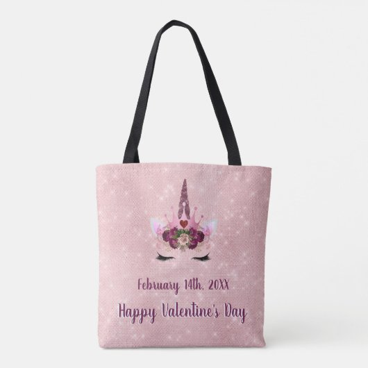 Niedliches Rosa Einhorn Valentinstag Party Tasche (Rückseite)