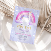 Niedliches Rosa Einhorn Vier mal Magische 4. Gebur Einladung