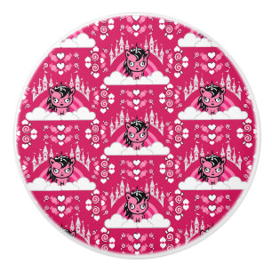 Niedliches rosa Einhornland und Schloss Keramikknauf