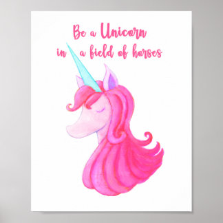 niedliches rosa Einhornplakat Poster