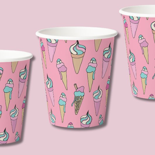 Niedliches rosa Eiscreme-Kon-Party Pappbecher