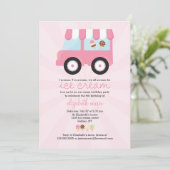 Niedliches rosa Eiscreme-Party Einladung (Stehend Vorderseite)