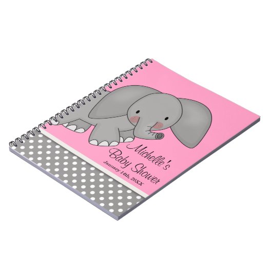 Niedliches rosa Elefant-Baby-Duschen-Gast-Buch Notizblock (Linke Seite)