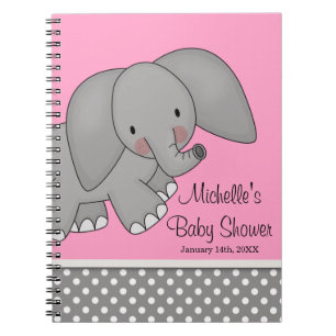 Niedliches rosa Elefant-Baby-Duschen-Gast-Buch Notizblock