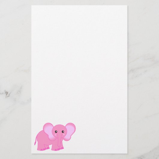 Niedliches rosa Elefant-Briefpapier Briefpapier (Vorderseite)