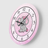 Niedliches rosa Elefantenkinder- oder Babykinder-K Große Wanduhr (Winkel)