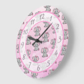 Niedliches rosa Elefantenkinder- oder Babykinder-K Große Wanduhr (Winkel)