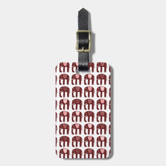 Niedliches rosa Elefantenmuster Gepäckanhänger (Vorderseite vertikal)
