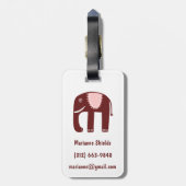 Niedliches rosa Elefantenmuster Gepäckanhänger (Rückseite vertikal)