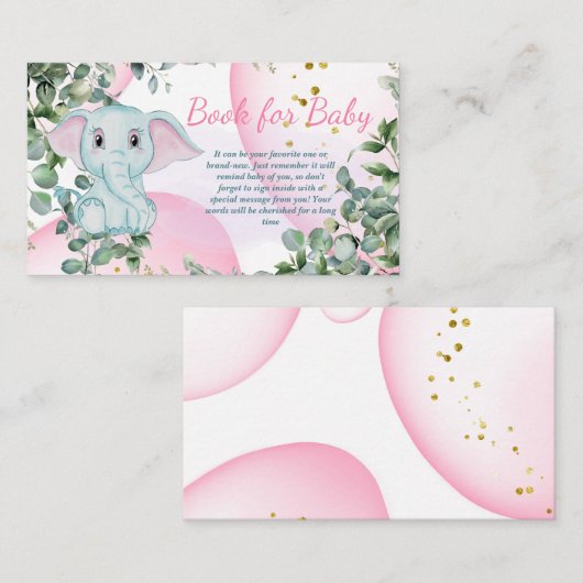 Niedliches rosa Elephant Safati Jungle Book for Ba Begleitkarte (Vorne/Hinten)