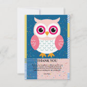 Niedliches Rosa Eule Geschlecht Neutral Woodland B Dankeskarte (Vorderseite)