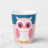Niedliches Rosa Eule Geschlecht Neutral Woodland B Pappbecher (Rückseite)