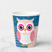 Niedliches Rosa Eule Geschlecht Neutral Woodland B Pappbecher (Vorderseite)