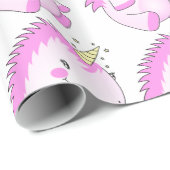 Niedliches rosa fettes Unicorn-Verpackungs-Papier Geschenkpapier (Rolleneckpunkt)