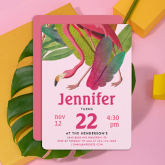 Niedliches Rosa Flamingo Girl Tropical Aloha Summe Einladung