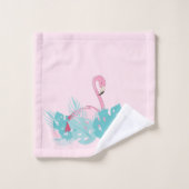 Niedliches rosa Flamingo-Muster und tropische Pfla Badhandtuch Set (Waschlappen)