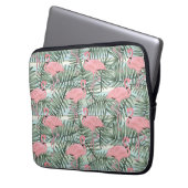 Niedliches rosa Flamingoes Palm Leafs Art Pattern Laptopschutzhülle (Vorderseite Links)