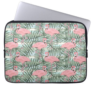 Niedliches rosa Flamingoes Palm Leafs Art Pattern Laptopschutzhülle