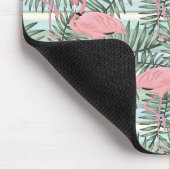 Niedliches rosa Flamingoes Palm Leafs Art Pattern Mousepad (Ecke)
