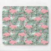 Niedliches rosa Flamingoes Palm Leafs Art Pattern Mousepad (Vorne)