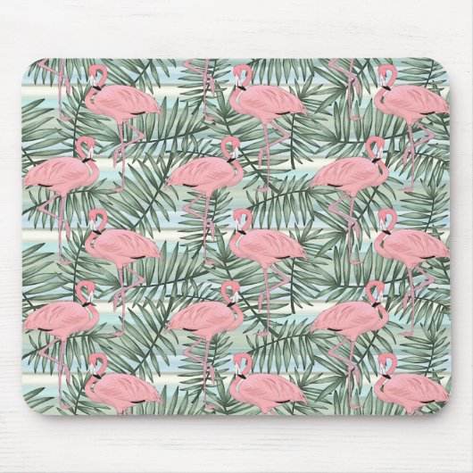 Niedliches rosa Flamingoes Palm Leafs Art Pattern Mousepad (Vorne)