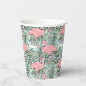 Niedliches rosa Flamingoes Palm Leafs Art Pattern Pappbecher (Rechts)