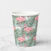 Niedliches rosa Flamingoes Palm Leafs Art Pattern Pappbecher (Vorderseite)