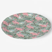 Niedliches rosa Flamingoes Palm Leafs Art Pattern Pappteller (Schrägansicht)