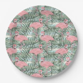 Niedliches rosa Flamingoes Palm Leafs Art Pattern Pappteller (Vorderseite)