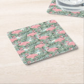 Niedliches rosa Flamingoes Palm Leafs Art Pattern Rechteckiger Pappuntersetzer (angewinkelt)