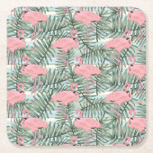 Niedliches rosa Flamingoes Palm Leafs Art Pattern Rechteckiger Pappuntersetzer (Vorderseite)