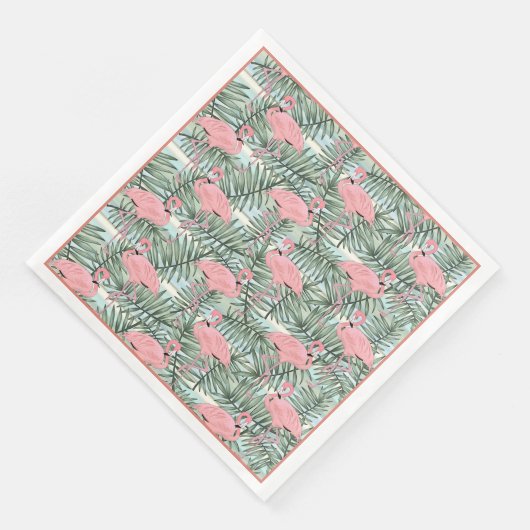 Niedliches rosa Flamingoes Palm Leafs Art Pattern Serviette (Ecke)