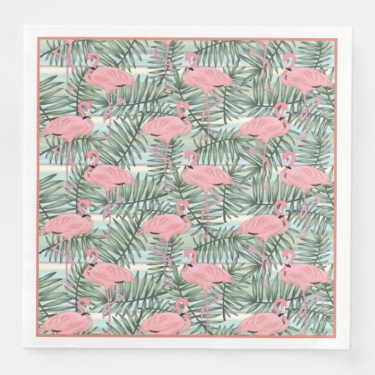 Niedliches rosa Flamingoes Palm Leafs Art Pattern Serviette (Vorderseite)