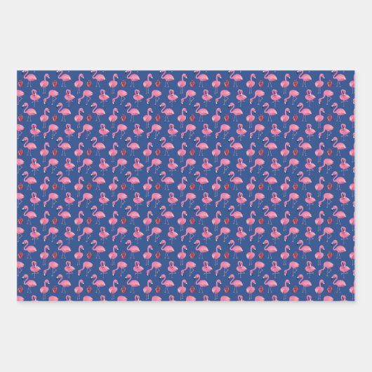 Niedliches rosa Flamingos Flock Campfire Urlaubsmu Geschenkpapier Set (Vorderseite)