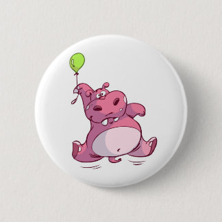NIEDLICHES ROSA FLUSSPFERD AUF BALLON BUTTON