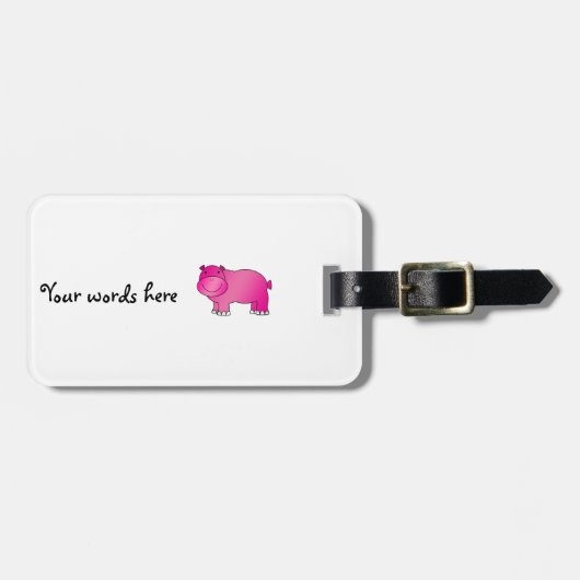 Niedliches rosa Flusspferd Gepäckanhänger (Vorderseite horizontal)