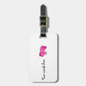 Niedliches rosa Flusspferd Gepäckanhänger (Vorderseite vertikal)