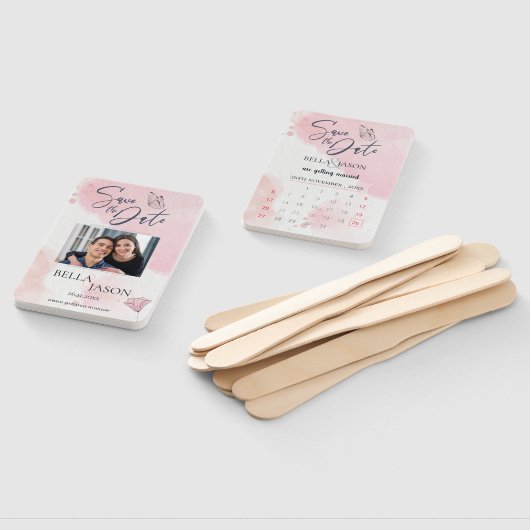Niedliches rosa Foto Hochzeit Speichern Sie den Da Fächer (Non-assembled)