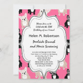 Niedliches rosa französische Bulldoggen-Muster Einladung (Rückseite)
