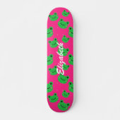 niedliches Rosa Froschmuster Skateboard (Vorne)