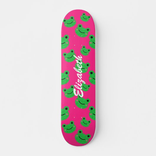 niedliches Rosa Froschmuster Skateboard (Vorne)