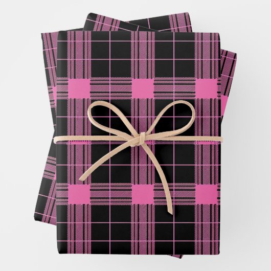 Niedliches, rosa gefliestes kariertes Muster Geschenkpapier Set (Beispiel)