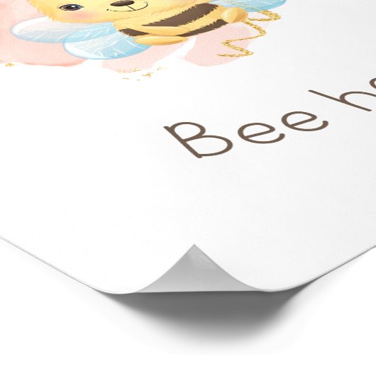 Niedliches Rosa/Gelbe Biene glücklich! Kinderzimme Poster (Ecke)