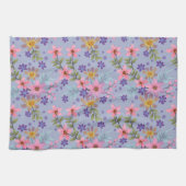 Niedliches rosa gelbes Lila Blumenmuster Geschirrtuch (Horizontal)