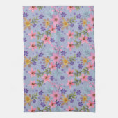 Niedliches rosa gelbes Lila Blumenmuster Geschirrtuch (Vertikal)