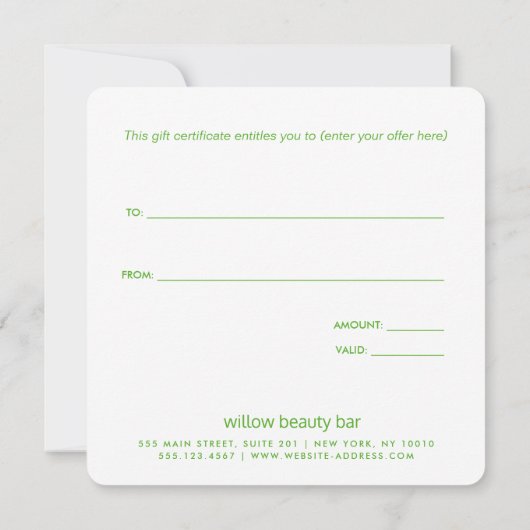 Niedliches rosa Geschenkgutschein (Rückseite)