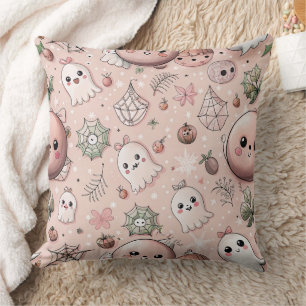 Niedliches rosa Gespenst & Pastete Halloween Nahtl Kissen
